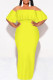 Yellow Sexy Solid Color Ruffle Off Shoulder Long Dresses