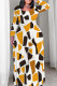 White Orange Casual Print Patchwork O Neck Long Plus Size Dresses
