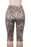 Leopard Print Sexy Leopard Print Patchwork Skinny Full Print Bottoms