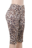 Leopard Print Sexy Leopard Print Patchwork Skinny Full Print Bottoms