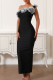 Silver Elegant Slit Flower Shape Oblique Collar Long Dresses
