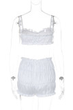 White Sexy Casual Solid Color Backless Spaghetti Strap Sleeveless Two Pieces (Without Waist Chain)
