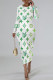 Gradient Color Casual Letter Print Gradient Contrast O Neck Printed Dresses
