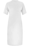 Black Gray Street Cartoon Print portrait Pocket Contrast V Neck Printed Plus Size Dresses