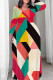 Black Green Casual Print Patchwork O Neck Long Plus Size Dresses