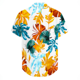Yellow Casual Vacation Floral Print Pocket Buttons Turndown Collar Tops