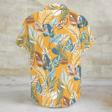 Yellow Casual Vacation Floral Print Pocket Buttons Turndown Collar Tops