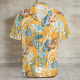 Yellow Casual Vacation Floral Print Pocket Buttons Turndown Collar Tops
