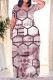 Pink Casual Geometric Print Chain print Pocket Contrast O Neck Printed Plus Size Dresses