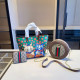 Green Casual Cartoon Patchwork Zipper Contrast Bags