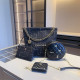Black Daily Solid Color Draw String Metal Accessories Trim Weave Bags