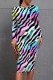Blue Pink Casual Print Patchwork O Neck Wrapped Skirt Dresses