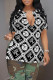 White Casual Letter Print Slit Contrast V Neck T-Shirts