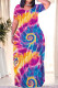 Multicolor Casual Print Patchwork O Neck Long Plus Size Dresses