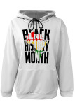 Red Green Casual Letter Print Draw String Pocket Hooded Tops