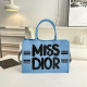 Blue Casual Letters Patchwork Zipper Contrast Bags