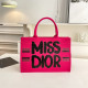 Rose Red Casual Letters Patchwork Zipper Contrast Bags
