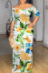 White Blue Sexy Graffiti Print Contrast V Neck Printed Dresses