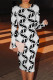 Black And White Casual Geometric Print Contrast O Neck Printed Dresses