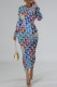 Letter Elegant Letter Print Contrast O Neck Printed Dresses