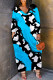 Blue Casual Leopard Print Snakeskin Print Pocket Contrast V Neck Printed Plus Size Dresses