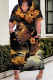 Black Casual Print portrait Pocket Contrast V Neck Printed Plus Size Dresses