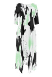 Fuchsia Casual Floral Print Pocket Irregular O Neck Irregular Dresses