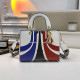 White Casual Stripe Letters Zipper Contrast Bags