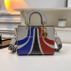 Grey Casual Stripe Letters Zipper Contrast Bags