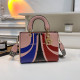Pink Casual Stripe Letters Zipper Contrast Bags