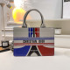 Grey Casual Stripe Letters Zipper Contrast Bags