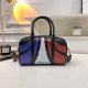 Black Daily Stripe Letters Zipper Contrast Bags