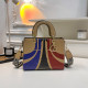 Yellow Brown Casual Stripe Letters Zipper Contrast Bags