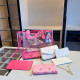 Rose Red Casual Letters See-Through Contrast Bags