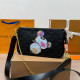 Black Casual Graffiti Print Letters Embossed Bags