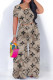 Brownness Casual Letter Print Gradient Contrast O Neck Short Sleeve Two Pieces