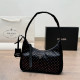 Black Street Solid Color Rivets Zipper Bags