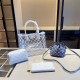 White Daily Letters Patchwork See-Through Contrast Bags