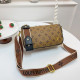 Yellow Brown Casual Letters Patchwork Zipper Contrast Bags