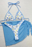 Blue Sexy Print Strap Design 3 Piece Sets