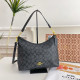 Black Gray Street Letters Patchwork Zipper Contrast Bags