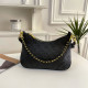 Black Casual Letters Zipper Embossed Bags
