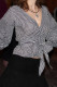 Black Casual Plaid Patchwork Strap Design Deep V Neck Tops