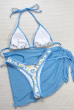 Blue Sexy Print Strap Design 3 Piece Sets