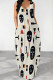 Black And White Casual Print Pocket Patchwork O Neck Long Dresses