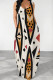 Yellow White Casual Print Pocket Patchwork O Neck Long Dresses