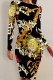 Black Casual Letters Chain print Contrast O Neck Printed Dresses