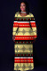 Yellow Casual National Totem Print Pocket Contrast O Neck Printed Plus Size Dresses