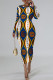 Blue Casual Geometric Print Letters Contrast O Neck Printed Dresses