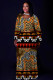 Black Brown Casual National Totem Print Pocket Contrast O Neck Printed Plus Size Dresses